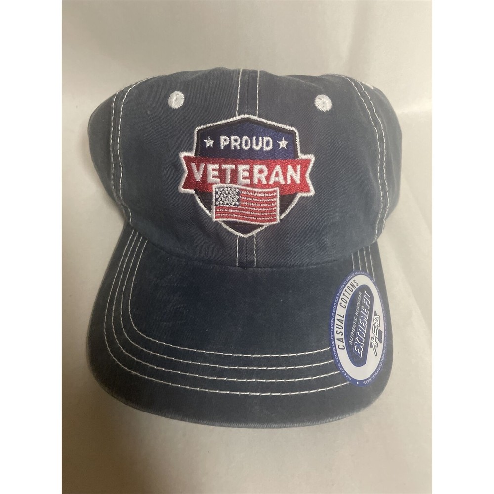 Lowe's Veteran Men's Gray/Blue Cotton American Flag Casual Adjustable Cap Hat